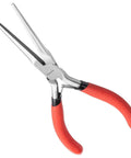 6 Inch Needle Nose Pliers With Extra Long Tapering Non Serrated Jaws For Jewelry Making And Fine Wiring, red handles visible