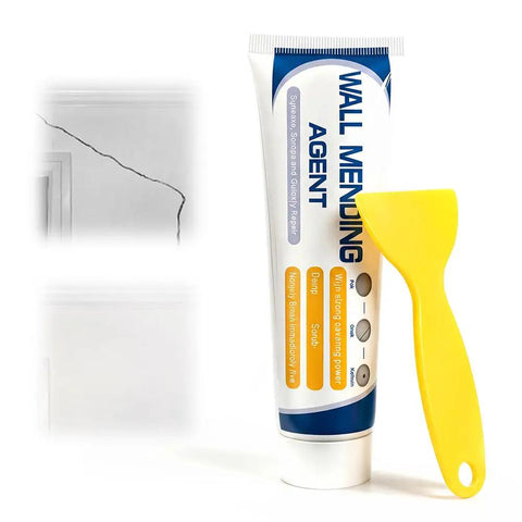 All In One Wall Patch Repair Paste Kit For Drywall Cracks And Holes, Quick Drying Mending Agent tube with yellow scraper