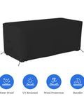 Rectangle Ottoman Cover For Outdoor Patio Furniture, Built to Last, Heavy Duty 12 Oz PVC Coated Polyester, 32x22x17 in, Black