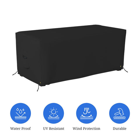 Rectangle Ottoman Cover For Outdoor Patio Furniture, Built to Last, Heavy Duty 12 Oz PVC Coated Polyester, 32x22x17 in, Black