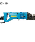 AOXHUGB Electric Rebar Bender And Cutter Portable Hydraulic Wire Guide with blue ergonomic handle and cutting head side view.