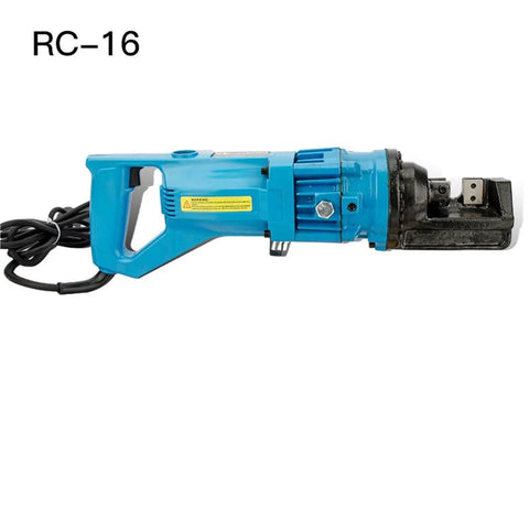 AOXHUGB Electric Rebar Bender And Cutter Portable Hydraulic Wire Guide with blue ergonomic handle and cutting head side view.