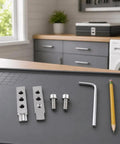 Heavy Duty Screw Extractor Kit For 1/2 And 3/4 Inch Valves Pipes Fits Broken Bolts Stripped Threads Silver Alloy Steel Made Plumbing Fix It Yourself Tool Set parts on workbench