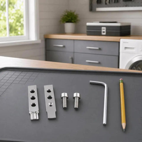 Heavy Duty Screw Extractor Kit For 1/2 And 3/4 Inch Valves Pipes Fits Broken Bolts Stripped Threads Silver Alloy Steel Made Plumbing Fix It Yourself Tool Set parts on workbench