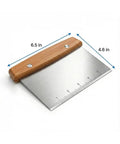 Heavy Duty Stainless Steel Dough Cutter And Bench Scraper Kitchen Essential For Nailing Cookie Dough Pastry Pie Crusts measuring 6.5 in by 4.6 in.