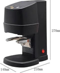 Professional 58 Mm Coffee Tamper Machine With Auto Fill And Tamp System, black design, dimensions 270mm x 210mm x 140mm.