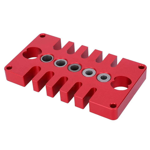 Red Heavy Duty 3 In 1 Drill Guide Block For Woodworking With Aluminum Alloy Hole Locator Dowel Jig And Precise Positioning Tool