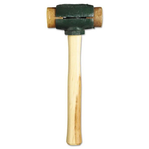 Beefy Split Head Hammer With Replaceable Faces, One And A Quarter Inch Diameter, Fourteen Inch Handle, Rawhide Face Guard