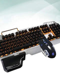 Straight Up Solid Wired Keyboard And Mouse Combo Featuring Backlit Retro Keycaps And Hella Responsive Floating Switches Delivers Mechanical Style USB Pc Laptop Setup Built For Gaming Or Daily Tasks with black keys and illuminated edges.