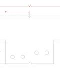 Diagram of Beefy Heavy Duty 12 Gauge Steel Corner Bracket for 4x4 Posts, measurements 14x7 inches, USA made.