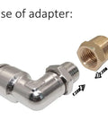 Extended Tank Drain Assembly Kit With Quarter NPT Elbow, showing nickel plated copper elbow and brass adapter connection