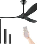 48-Inch 3-Blade Wood Ceiling Fan Damp Rated For Indoor Outdoor Use No Lights Energy Saving Quiet Design For Patio Living Room Bedroom Office And Sunroom Includes 5 Inch 10 Inch And 24 Inch Down Rods And Easy Install Video Guide fan with remote and rods