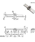 Front view of stainless steel damping hinge with adjustable torque, 2.5 N·m, model XG11-006-25L, 1 piece