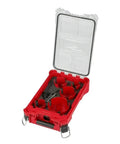 9 Piece Hole Saw Kit With Carbide Teeth Compatible With Milwaukee 49569295 For Cutting Wood Nails Shingles Concrete Includes Arbor And Pilot Bits Inside Compact Organizer Case, open case