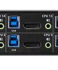 Rock Solid 16 Port Kvm Switch With 4K Displayport And Usb Type A Hub Black Frame For Desktop Setup Zero Hassle Control Multiple Machines, back view showing ports