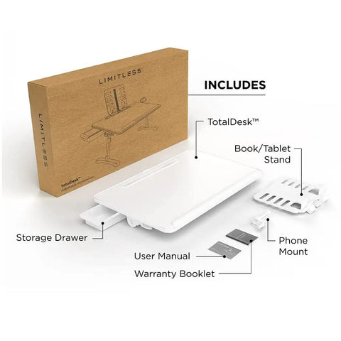 Portable Lap Desk And Workstation With Adjustable Height And Tilt, PVC Leather Finish, Non Slip Desktop Stopper, white parts