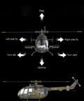 Diagram of Advanced RC Helicopter C180 Style Flybarless 6CH With Dual Brushless Motors Altitude Hold showing flight modes.
