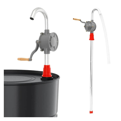 Heavy Duty Hand Crank Drum Pump For 55 Gallon Oil Barrels Adjustable Suction Transfer Kit Gasoline Chemical Fluid Siphon Motor Outdoor Car Garage Maintenance Tool