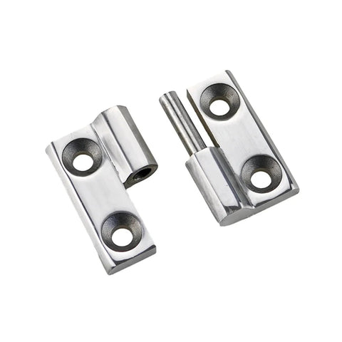 Front view of removable heavy-duty 304 stainless steel hinge plates with mounting holes; two-piece set for industrial equipment.