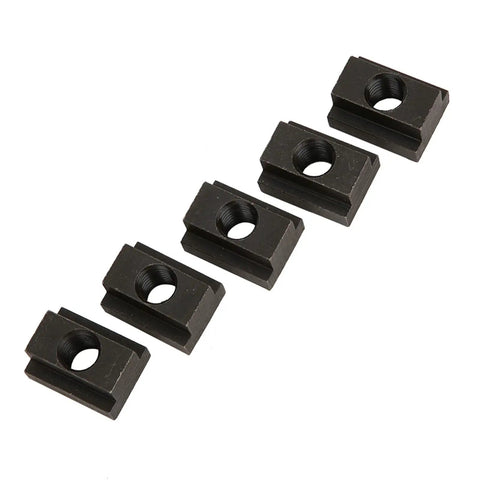 5 Pieces T Slot Nuts In 45 Steel With Black Oxide Finish For CNC Machine, Router Table And Drill Press Workholding And Clamping, Heavy Duty Secure Threaded Fasteners For Precision Fixtures And Fixturing, five black T-slot nuts