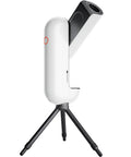 Side view of Vespera Pro Smart Telescope With Observation Station, Compact Astrophotography Rig, on tripod stand in white