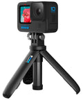 HERO10 Black Must Have Accessory Bundle With Shorty Mini Extension Pole And Grip Magnetic Swivel Clip Two Rechargeable Batteries And Durable Camera Case For Action Cameras on tripod