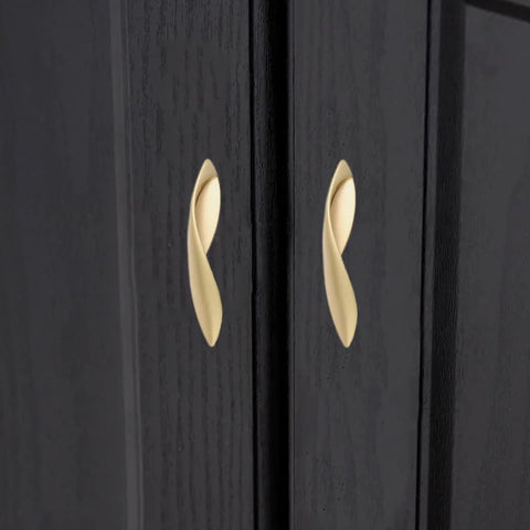 Pearl Gold Arcuate Cabinet Pulls 5 Inch Curved Handles For Drawers And Cabinets, Solid Zinc Alloy, 4 Pack With 3 Screw Lengths