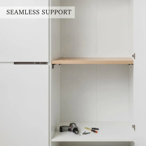 0.47 Inch Wide Hidden Shelf Bracket For Wardrobes And Cabinets In Cold Rolled Steel With Brown Finish installed in cabinet
