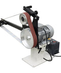 Tough As Nails Belt Sander And Knife Grinder With Multi Angle Sharpener and Slick Polisher Featuring Reversible Base and Pure Copper Motor for Dead Simple Tool Maintenance At 1500 Watts, showcasing steel grinding belt and copper motor.