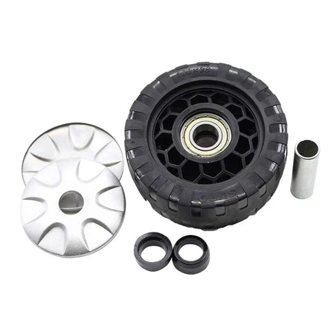 Rugged Four Wheel Castors With 360 Degree Swivel And Brakes 1000 Kg Load Capacity 125 Mm Wheel Industrial Equipment Transport Floor Safe Rubber Wheels With Non Slip Grooves Ideal For Furniture And Machinery, black 125 mm rubber wheel with bearing and hub parts