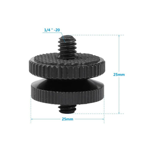 Two Pack 1/4-20 Male Screw Double End Aluminum Alloy Fits 1/4 Inch Threaded Holes Built Tough for Camera Rigs and Mounts