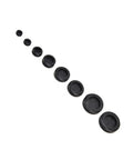 Rubber grommets from 170-Piece Rubber Grommets Kit With Divided Organizer For Auto, Plumbing and PC Builds, arranged by size