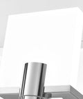 Close-up of 4 Light Sleek Modern Chrome LED Vanity Light Bar For Bathroom Wall Mount with white acrylic shade.