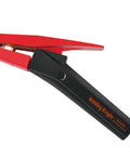 Beefy Heavy Duty 1000 Amp K4000 Carbon Arc Gouging Torch With 7ft Cable And Black Handle, red clamp, side view.