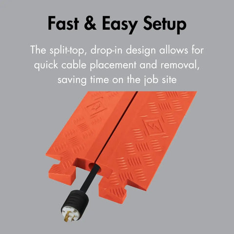 Drive-Over Cable Protector One Channel With Drop-In Design For 2.25 Inch Lines Beefy Heavy-Duty Hose And Cable Ramp 23k Axle
