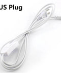 Linkable T5 And T8 LED Tube Power Extension Cord With On Off Switch, 6 Foot Long, 180cm, Works With T5 And T8 Integrated LED Fixtures, Compatible With Fluorescent Tubes, 2 Pack, Easy Plug And Play, Durable Wire with US plug visible.