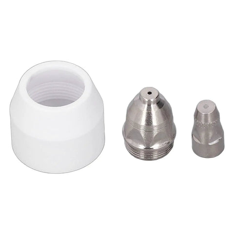 20Pack Plasma Cutter Torch Consumables Kit with stainless steel nozzles and ceramic tips for heavy duty cutting.