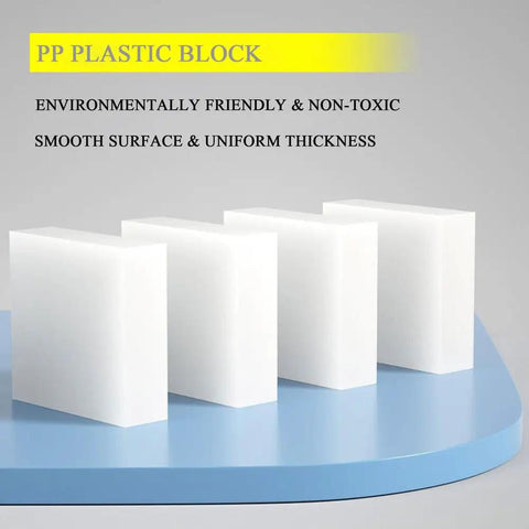 Top Shelf PP Support Pads And Heavy Duty Anti Vibration Shim Plates For Machine Leveling With Reusable Durability and Rock Solid Build For Garage Setups and Quick Fixes That Ensure No Hassle Alignment Every Single Day - Four polypropylene blocks on blue surface.