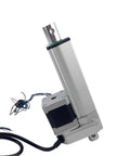 Heavy Duty Linear Actuator With Nema 17 Stepper Motor 200 To 400Mm Stroke Dc Electric Push Rod side view with wires.