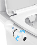 Non Electric Bidet Attachment For Toilet With Dual Nozzles, Posterior And Feminine Wash, Adjustable Water Pressure, White