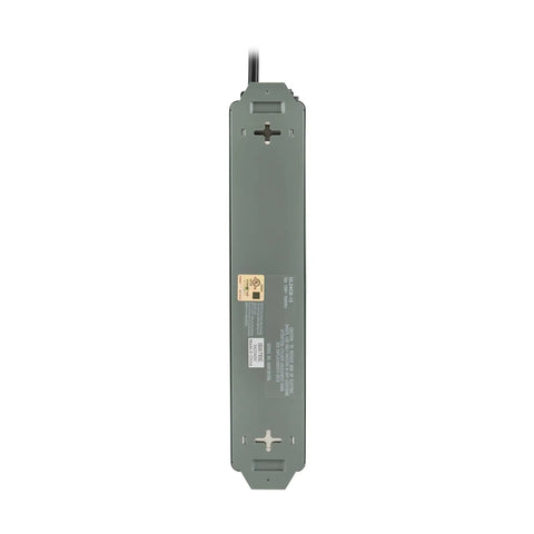 Bottom view of Heavy Duty 6 Outlet Metal Power Strip With 15ft Cord Mountable Wall Or Under Desk On Off Switch Cover Rugged Industrial Gear
