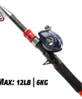 Telescopic Fishing Rod And Reel Combo Set With Carbon Fiber Rod And Stainless Steel Baitcasting Reel; 12lb capacity