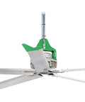 16 Ft Industrial HVLS Ceiling Fan With Brushless DC Motor Built In VFD And Wireless Remote Control, aluminum, designed for large spaces.