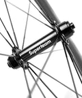 Close-up of hub on 25mm U-Shape Carbon Road Wheelset 700c Clincher with 60/88mm Depth Toray T700 Fiber Shimano 8/9/10/11 Speed