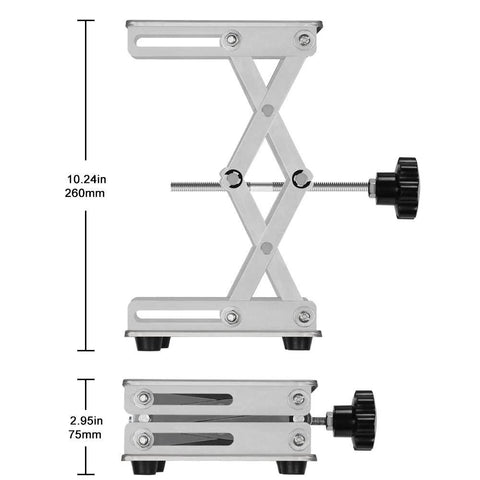 Labasics stainless steel scissor jack lift stand, 6x6 in platform, adjustable height 75–260 mm, 10 kg capacity