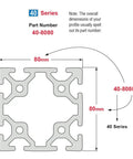 Top Shelf 80X80mm Aluminum T Slot Extrusion Profile Rail With Eight Open Channels And Clear Anodized Finish For Rock Solid 305mm 6063 T6 Grade Modular Industrial Builds, 80mm measurement diagram.