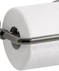 Pivoting Toilet Paper Holder in Vibrant Titanium from the Artifacts Collection mounted on wall with roll
