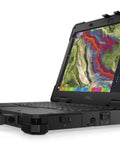 Intel Core I7-1185G7 Refurbished 13.3 Inch Latitude Rugged Laptop angled view showcasing durable design and FHD touch screen.