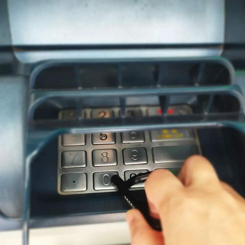 Using No Touch Door Opener Tool With Stylus on keypad, multifunctional no contact entry helper, metal, keypads.