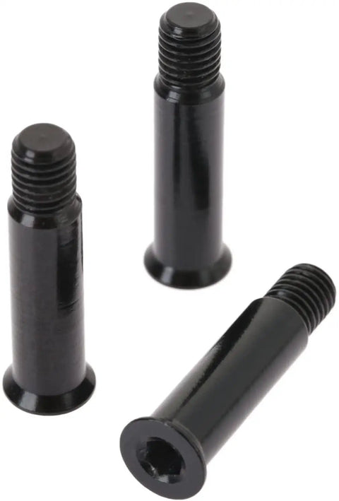 Three black Eight Pack Inline Skate Axle Screws For Wheel Fastening Heavy Duty Aluminum Alloy Replacement Parts 34mm Length 8mm Diameter Easy Install